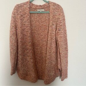 LOFT XS Women's Speckled Pink Knit Cardigan
